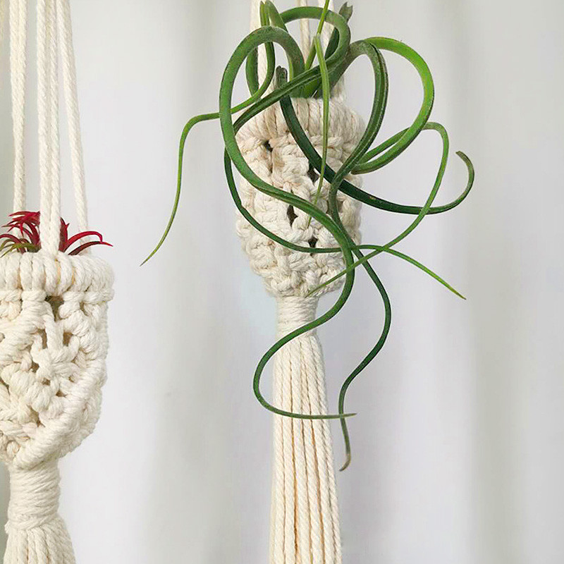 Kertészet Zöld növény akasztós kosár pamut kötél akasztó virágcserép kézzel készített edény zseb fal Boho udvari lakberendezés