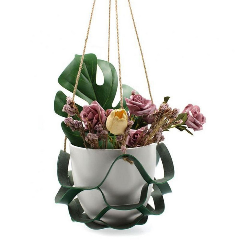 Függesztett növénykosár PU bőr virágcserép akasztó ültető függő kosár háztartási erkély növény dekoráció kültéri kerti kellékek