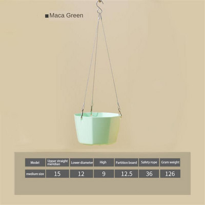 Függesztett kosár Műanyag cserepes növénycserep Függő virágcserep Többszínű falra szerelhető virágcserep Zöld növény virágcserép