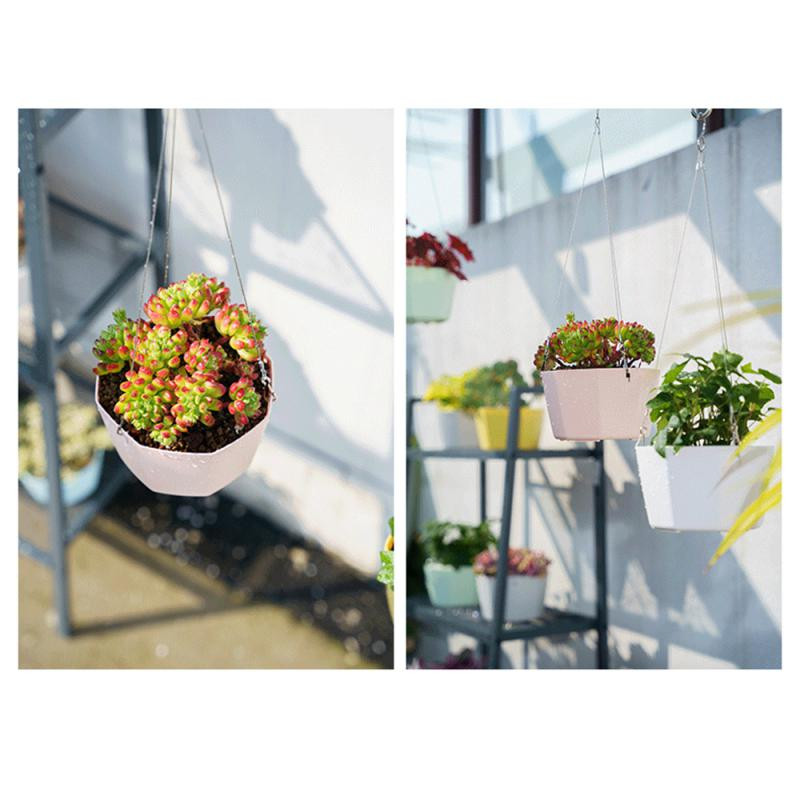 Függesztett kosár Műanyag cserepes növénycserep Függő virágcserep Többszínű falra szerelhető virágcserep Zöld növény virágcserép