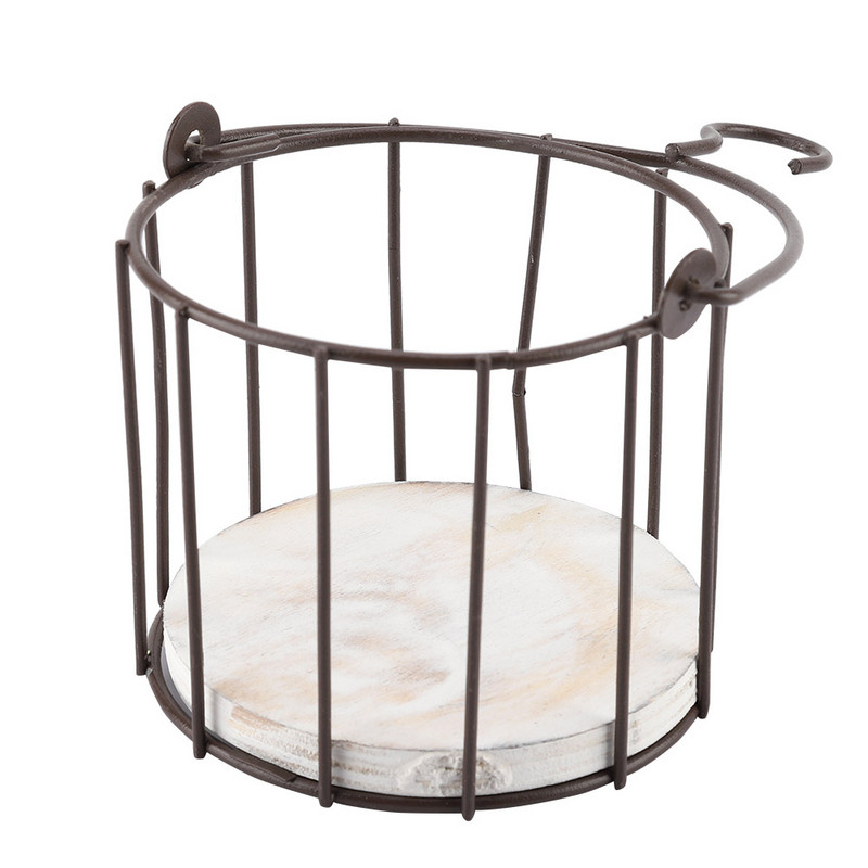 Európa-stílusú fa alap vas virág akasztós állvány mesterséges növények kosár