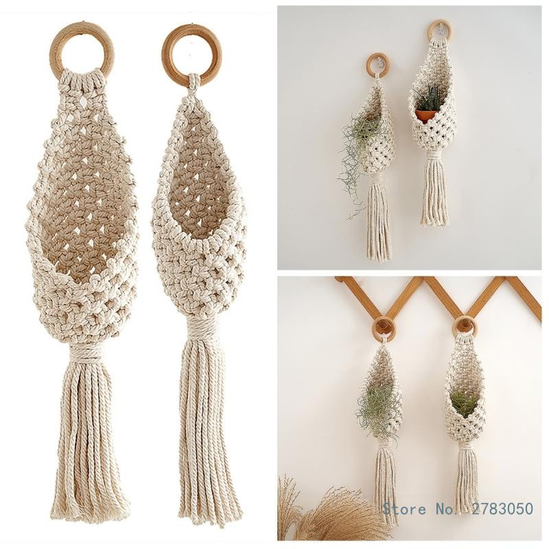 Makramé falra akasztható levegős növénytartó ültetőgép pamut kézi szövés virágcserép hálótáska otthoni kert dekorációhoz hálószoba dekoráció