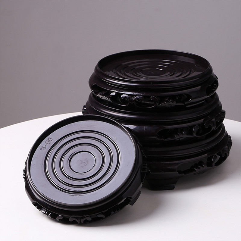 Műanyag alátét magas virágos tálca keret virágcserép tartó tartók barna-fekete 1 db 13,7cm Kerti kellékek Kerek cserepes dekorációs alap