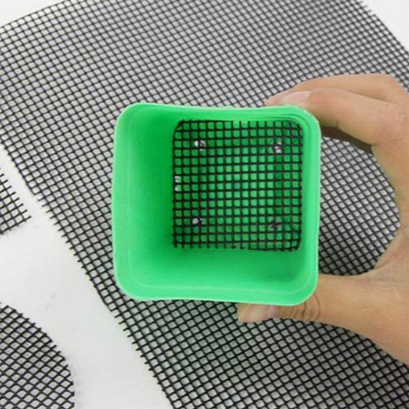 50 DB virágcserep lyukhálós párna 10cmx10cm átmérőjű kerek bonsai cserep alsó rácsszőnyeg hálós vízelvezető lyukháló 2022 új