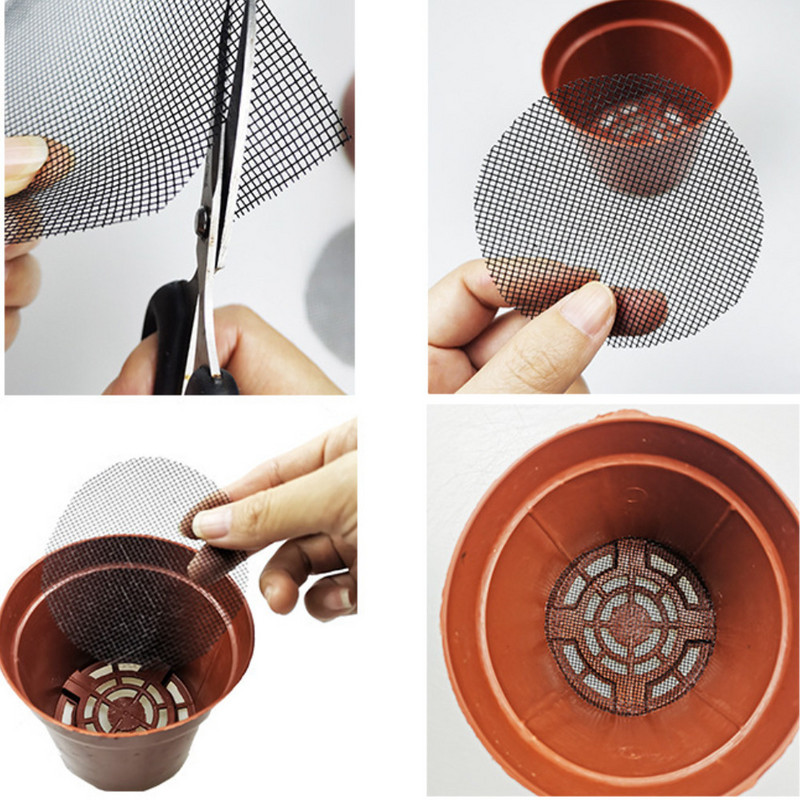 50 DB virágcserep lyukhálós párna 10cmx10cm átmérőjű kerek bonsai cserep alsó rácsszőnyeg hálós vízelvezető lyukháló 2022 új