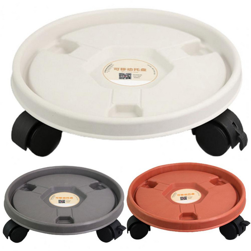 Hasznos cserepes kocsi Könnyen mozgatható megvastagodott cserépkerekek Nagy teherbírású műanyag növényállvány Cserepes mozgató a kertben