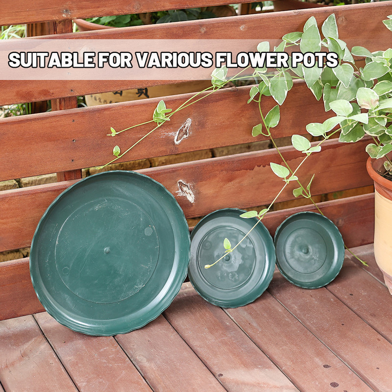 3 vnt. vazonų padėklai plastikiniai apvalios formos vazono pagrindas 3 dydžių sodo gėlių žalias lašelių padėklas Vandenį taupanti lėkštė Sodo reikmenys