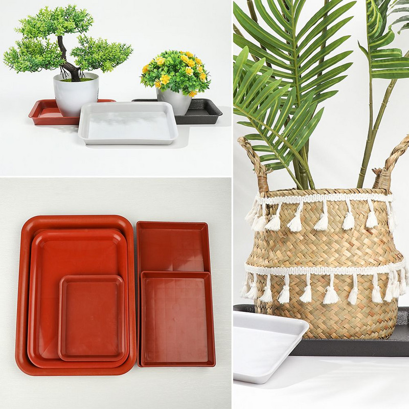 1 vnt. plastikinis, tvirtas stačiakampis gėlių vazonas patalpų lauko augalų lėkštė Lašėjimo padėklai Plastikiniai padėklų lėkštės