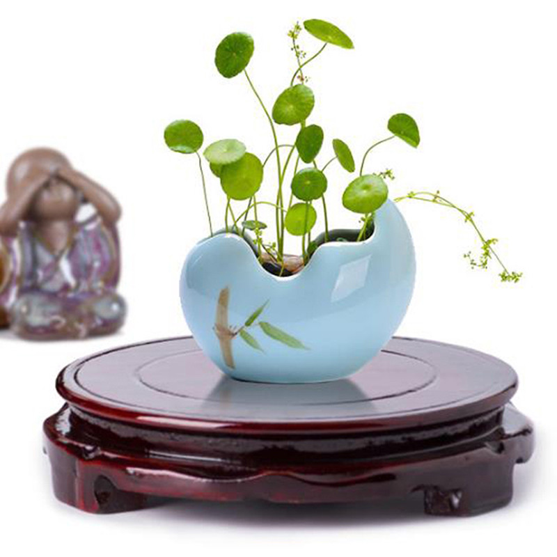 Valódi tömör fa faragó váza alap kő Buddha virágcserép fafaragó alap