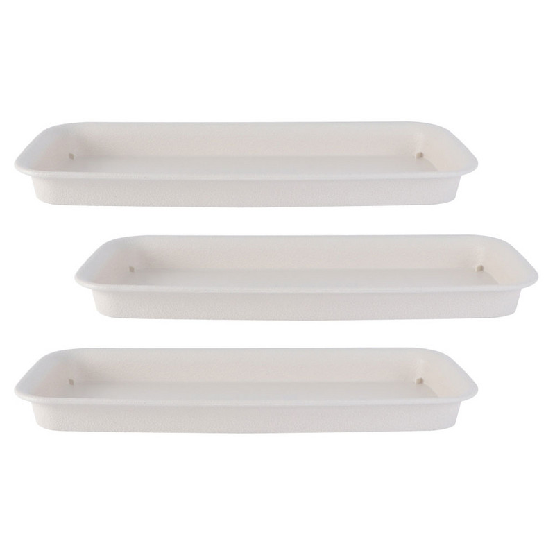 3 db Virágnövények Medence Cserepes tálcák Vízedény Virágcserep alsó Négyszögletes Kertészet Fehér Műanyag