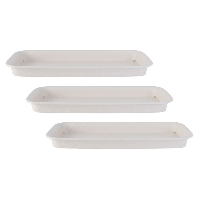 3 db Virágnövények Medence Cserepes tálcák Vízedény Virágcserep alsó Négyszögletes Kertészet Fehér Műanyag