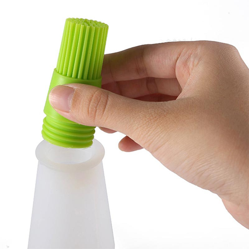 Silikona BBQ eļļas pudeļu birste ar svariem āra grila eļļas pudele ar vāku eļļošanas mērces ota Virtuves cepšanas rīki Grila eļļas birste