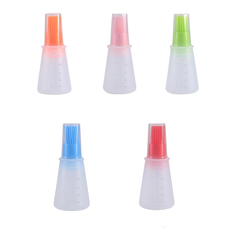 Silikona BBQ eļļas pudeļu birste ar svariem āra grila eļļas pudele ar vāku eļļošanas mērces ota Virtuves cepšanas rīki Grila eļļas birste