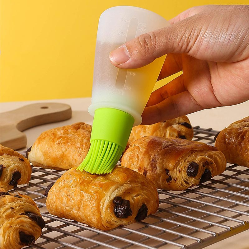 Silikona BBQ eļļas pudeļu birste ar svariem āra grila eļļas pudele ar vāku eļļošanas mērces ota Virtuves cepšanas rīki Grila eļļas birste