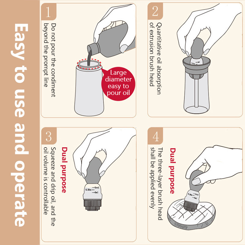 Konyhai szilikon olajos palack olajkefe sütés grill grill olajkefe adagoló tészta steak olaj ecsetek konyhai sütés Grill eszköz