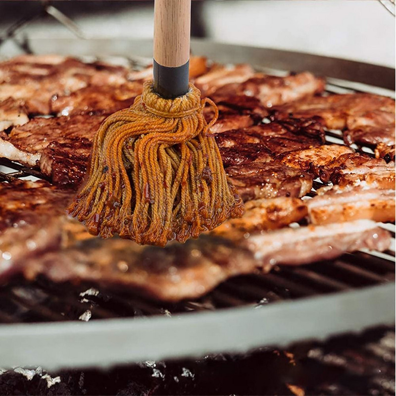 Ēdienu gatavošana āra koka roktura gatavošana Cepšana grila birste Basbīra birste grils BBQ mērce Mops
