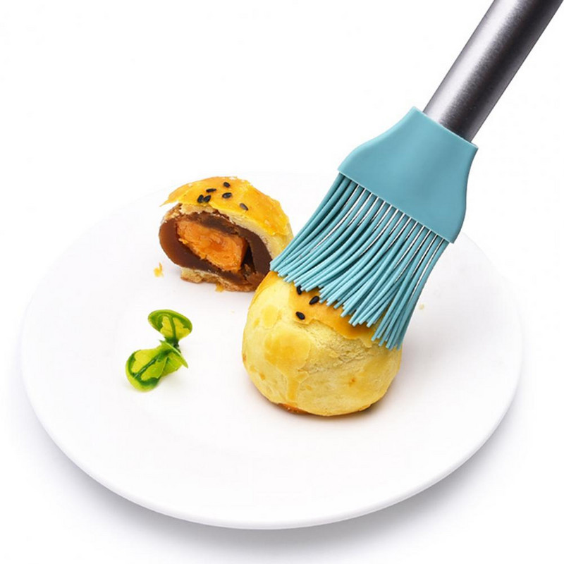 Olajkefe szilikon rozsdamentes acél nyelű péksüteményes kefe levehető, soha nem vetemedő BBQ kefe csúszásmentes hőszigetelő grillkefe