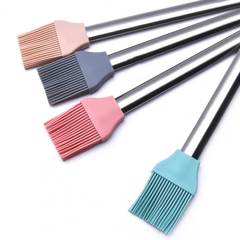 Olajkefe szilikon rozsdamentes acél nyelű péksüteményes kefe levehető, soha nem vetemedő BBQ kefe csúszásmentes hőszigetelő grillkefe