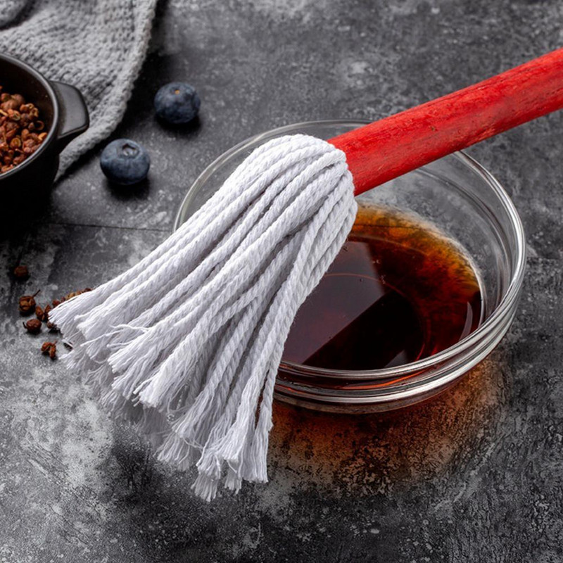 Jauna karstās izpārdošanas eļļošanas mops Pārtikas kvalitātes profesionāla sarkana koka rokturi bārbekjū mērces eļļas birste grila virtuvei Mājas piederumi