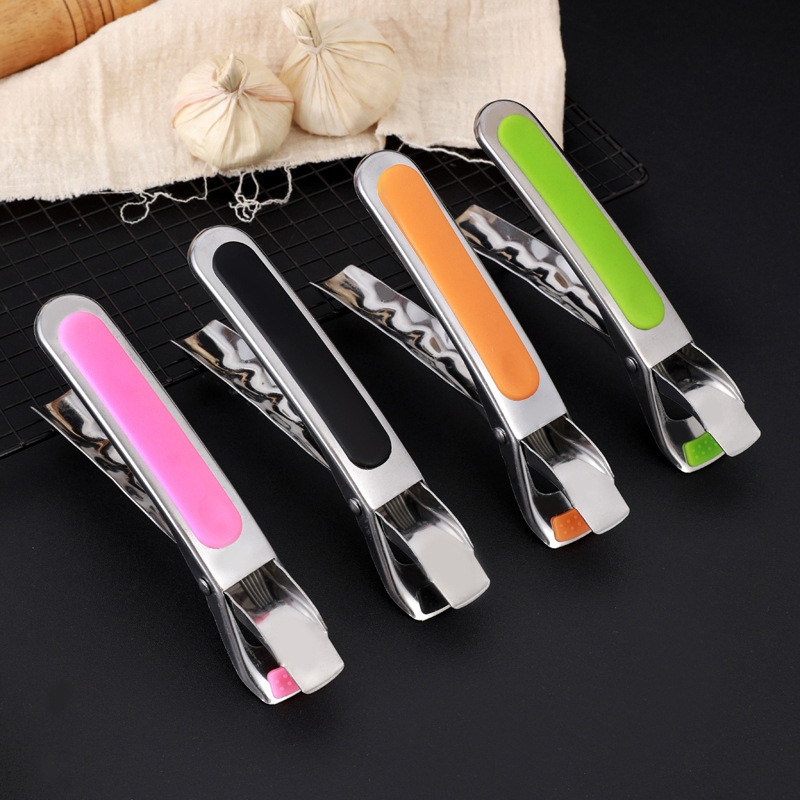 Rozsdamentes acél tálcsipesz csúszásmentes serpenyő megfogó csipesz melegítő tányér retriever fogó szilikon fogantyú konyhai eszköz kempingeszköz