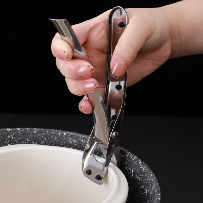 Rozsdamentes acél tálcsipesz csúszásmentes serpenyő megfogó csipesz melegítő tányér retriever fogó szilikon fogantyú konyhai eszköz kempingeszköz