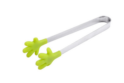 Csúszásmentes salátatálalás Grillfogó rozsdamentes acél nyél Kreatív konyhai főzőeszközök Jégkenyérfogók Mini szilikon ételkapocs