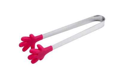 Csúszásmentes salátatálalás Grillfogó rozsdamentes acél nyél Kreatív konyhai főzőeszközök Jégkenyérfogók Mini szilikon ételkapocs