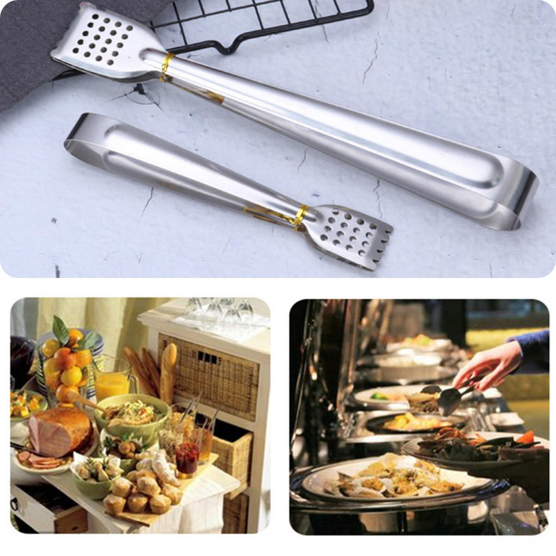 Nerūsējošā tērauda virtuves virtuves knaibles, karstumizturīgas, izdobtas bārbekjū pārtikas knaibles Maizes salāti Ledus kubiņu saspraudes virtuves piederumi