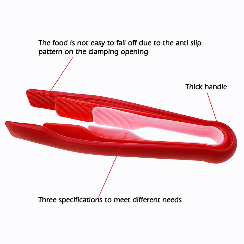 3 db/készlet Csúszásmentes ételfogó Élelmiszer minőségű műanyag kenyérfogó salátatálaló fogó Konyhai főzőcsipesz bilincs Grill szerszámok Kiegészítők
