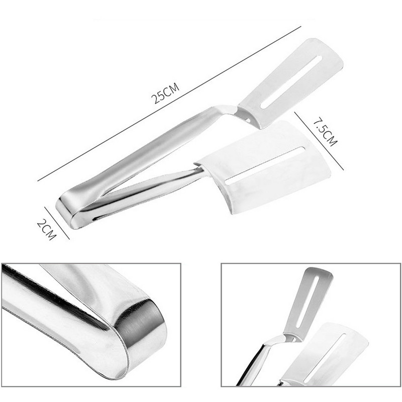 Rozsdamentes acél sütőlapátos csipesz Multifunkcionális steak BBQ csipesz halsütő spatula kapocs kenyércsipesz Háztartási konyhai eszköz