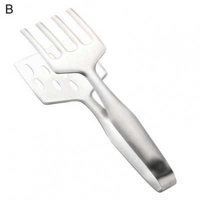 Grillezőfogók Rozsdamentes acél deformációgátló tálalófogók Üreges, faragott kivitelű hornyos fogantyú ételbilincs hőálló ételfogó