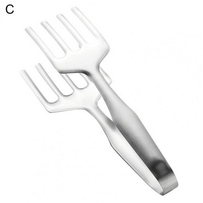 Grillezőfogók Rozsdamentes acél deformációgátló tálalófogók Üreges, faragott kivitelű hornyos fogantyú ételbilincs hőálló ételfogó
