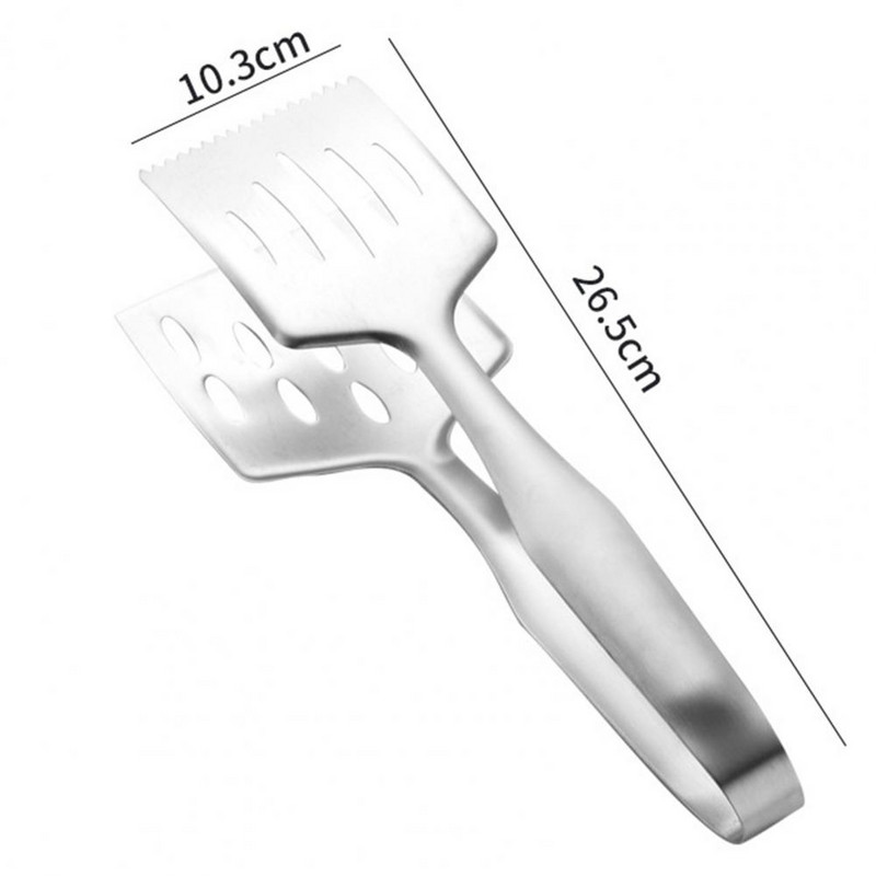 Grillezőfogók Rozsdamentes acél deformációgátló tálalófogók Üreges, faragott kivitelű hornyos fogantyú ételbilincs hőálló ételfogó