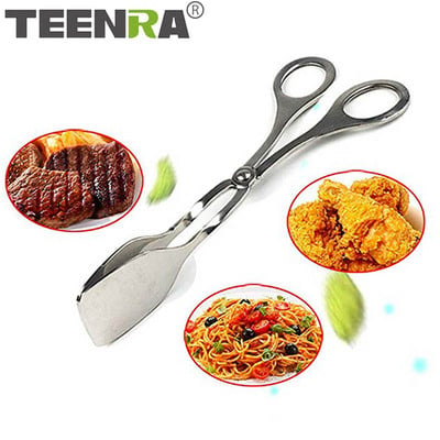 TEENRA Stainless Steel BBQ Tongs Barbecue Grill Accessories Use For Salad Serving BBQ Dining Cooking Vegetable Meat Food Clip