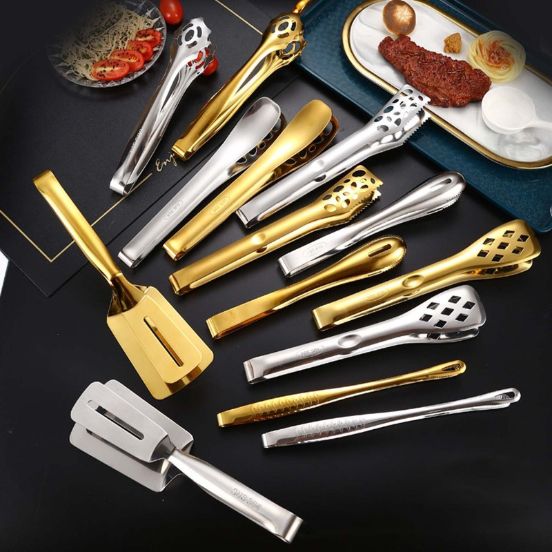 Steak csipeszek Főzőfogók Kétoldalas kapcsok Rozsdamentes acél ételek Lapozható csipeszek Desszert csipeszek grillezéshez pizza kenyérhez