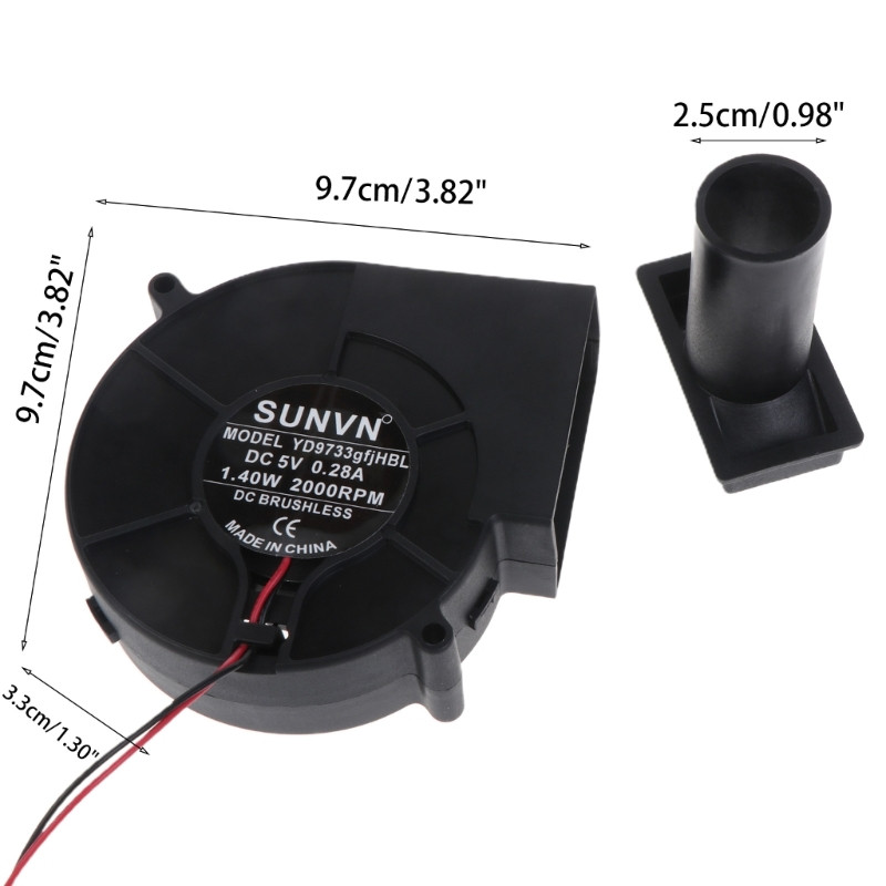 2Pin 9733 BBQ pūtēja ventilators 5V 12V 24V kokogļu gatavošanas grila ventilatori bārbekjū piknikam kempinga ugunskura plīts ar gaisa cauruli