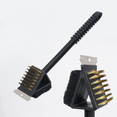 3 az 1-ben réz drótkefék kültéri kemping piknik grillező kefe hosszú nyelű grillkefe szivacskaparóval többszerszám