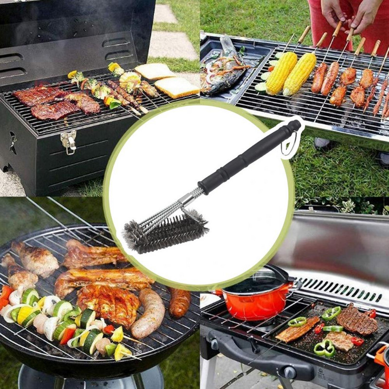 Hatékony grill-tartozékok Rozsdaálló grilltisztító kefe akasztóhurokkal, korrózióálló, tartós