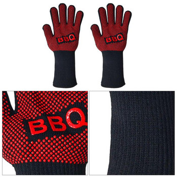 BBQ Grill Gloves 932 Εξαιρετικά ανθεκτικά στη θερμότητα Γάντια ψησίματος Αντιολισθητικά γάντια ψησίματος με μόνωση σιλικόνης για το μαγείρεμα Baking Camping