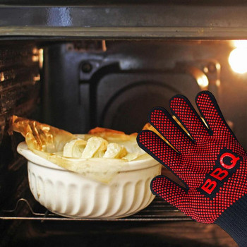 Ръкавици за грил барбекю 932 Изключително топлоустойчиви ръкавици за грил Неплъзгащи се силиконови изолирани ръкавици за грил за готвене Печене Къмпинг