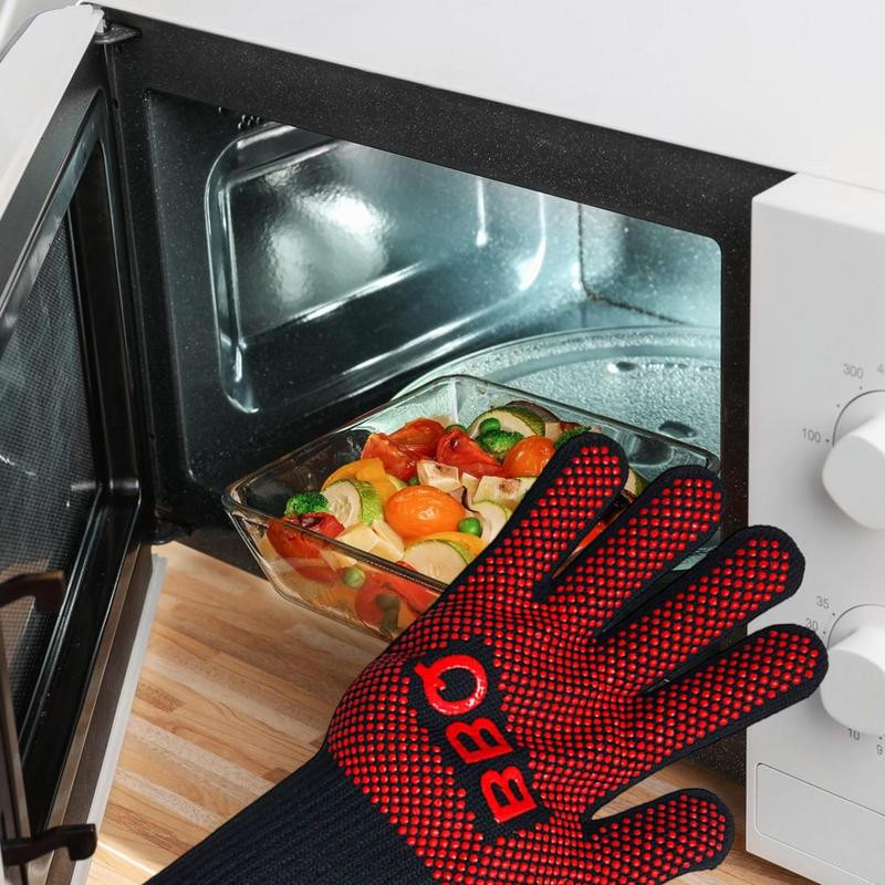 BBQ Grill kesztyű 932 Extrém hőálló grillkesztyű csúszásmentes szilikon szigetelt grillkesztyű főzéshez Sütéshez Kemping