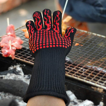 Силиконова барбекю ръкавица за микровълнова фурна Аксесоар за барбекю, висока температура до 1472 градуса по Фаренхайт, против изгаряне, барбекю ръкавица за грил 1 бр.