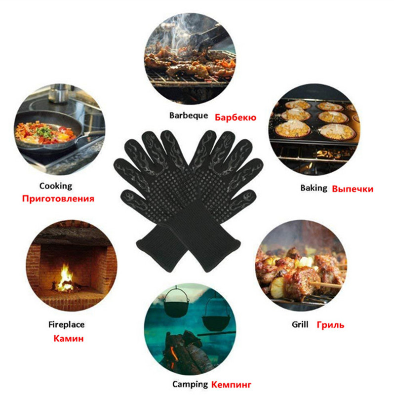 Szilikon mikrohullámú grill kesztyű grilltartozék magas hőmérséklet 1472 Fahrenheit fokig forrázásgátló grill grill kesztyű 1db