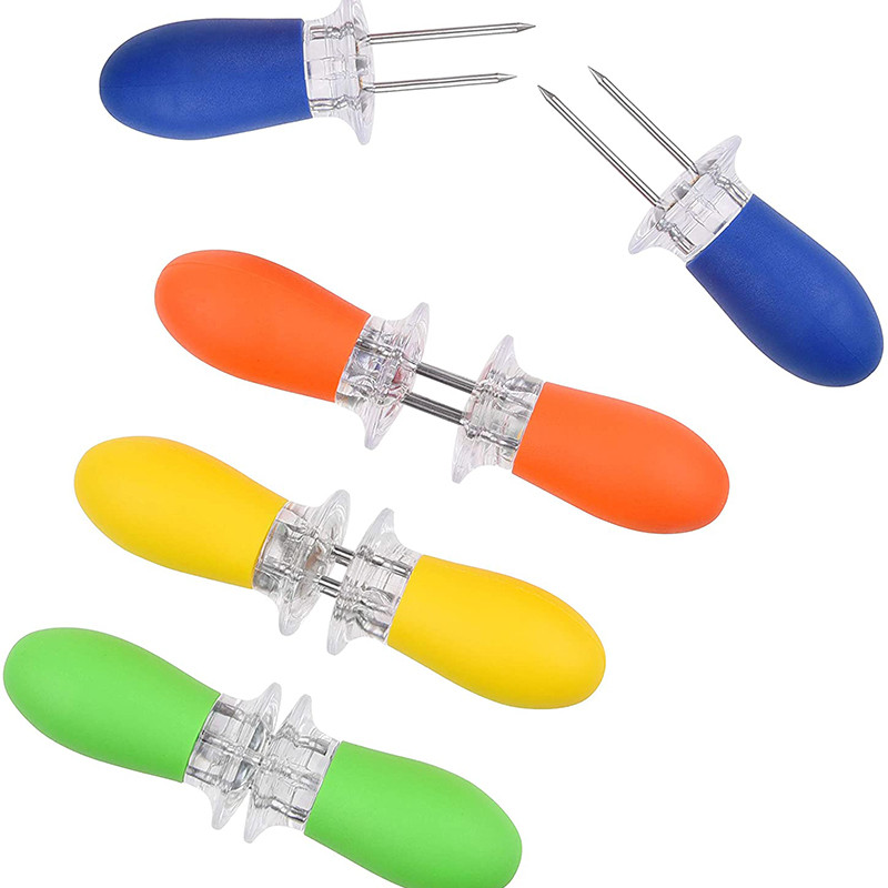 Nerūsējošā tērauda kukurūzas turētāji Dizaina kukurūzas vālīšu turētāji BBQ dakšiņas iesmi Kukurūzas vālītes gatavošanas ballītes Kempings Bloķēšanas rīks