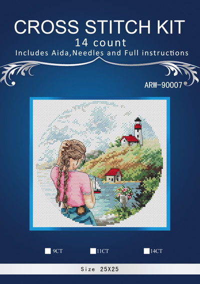 Meitenīgi ceļojumu raksti Skaitīts krustdūriens 14CT 14CT 18CT 25ct 28ct DIY krustdūrienu komplekti Izšūšanas rokdarbu komplekti