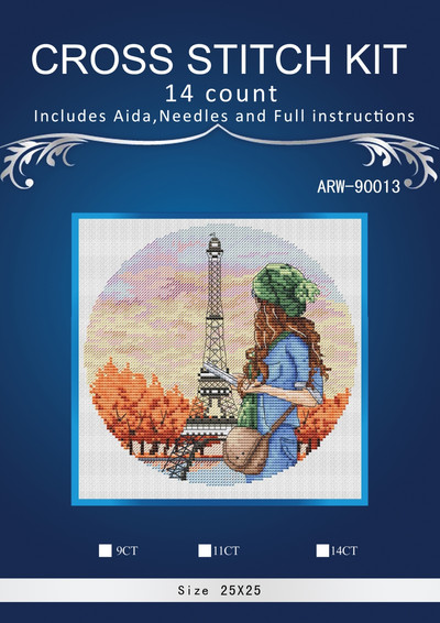 Meitenīgi ceļojumu raksti Skaitīts krustdūriens 14CT 14CT 18CT 25ct 28ct DIY krustdūrienu komplekti Izšūšanas rokdarbu komplekti