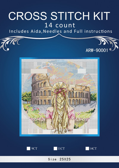 Meitenīgi ceļojumu raksti Skaitīts krustdūriens 14CT 14CT 18CT 25ct 28ct DIY krustdūrienu komplekti Izšūšanas rokdarbu komplekti