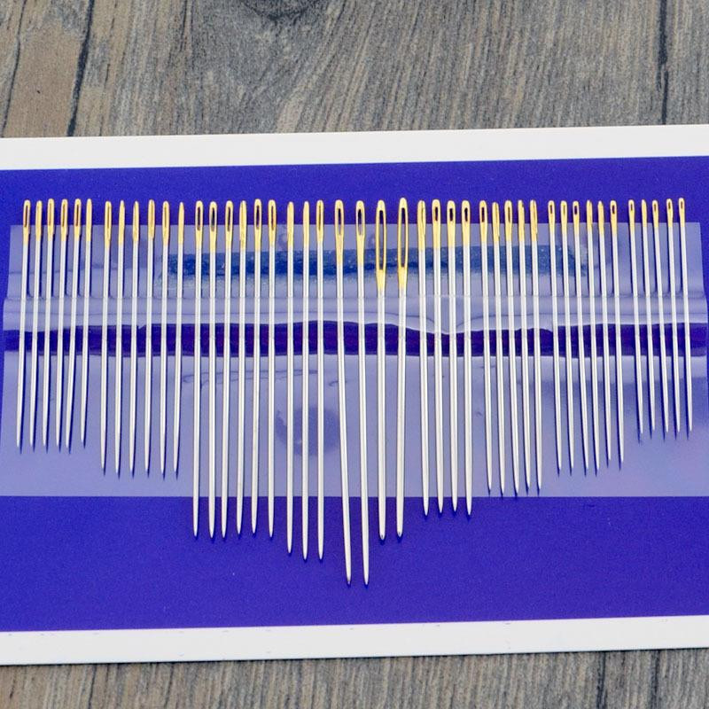 2021 Több méretű varrótű, rozsdamentes acél arany hímző szövet keresztszemes tűk készlet Eszközök varrótűk kézzel készített