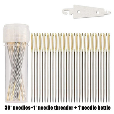 30 DB rozsdamentes acél keresztszemes tűk Tompa hímzőtű tűszálas hímzővel Otthoni varróeszközök #22/24/26