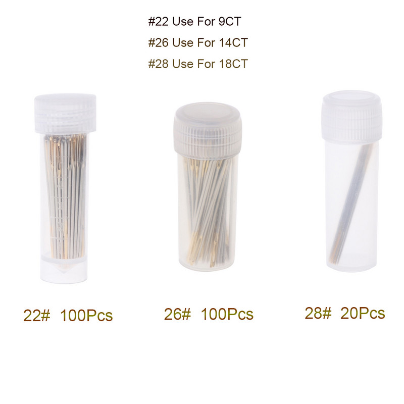 100 DB aranyfarkú hímző szövet vászon keresztszemes tűk kézműves szerszám Méret 22# 26# #28